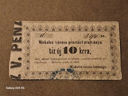 Miskolci Városi pénz, 10 Krajcár 1860