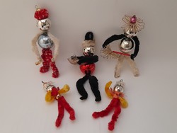 Chenille - glass figurines, Christmas tree decoration, musicians, 5 pieces in one