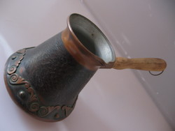 Copper handmade jezza for Turkish coffee with wooden handle