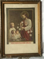 First Holy Communion commemorative card, memory in a glazed old frame