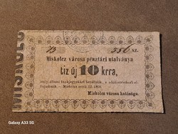 Miskolci Városi pénz 10 Krajcár 1860