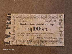 Miskolci Városi pénz 10 Krajcár 1860