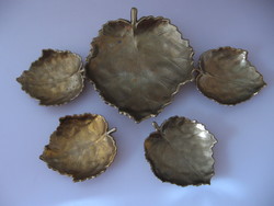 Copper leaf shape serving bowl set 1+4