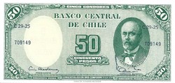 5 centesimos felülbélyegezve az 50 pesoson 1961 Chile UNC