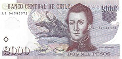2000 mil pesos 2004 Chile UNC