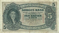5 korona kroner 1928 Norvégia Ritka