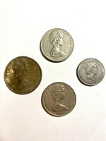 4 coins New Zealand 10 cents 20 cents 50 cents 1973-1987