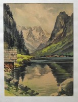 Ismeretlen festő (20.sz.közepe)  -  Alpesi tó  (akvarell)