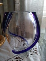 Fantastic lead crystal vase with cobalt decoration 3.2 kg!