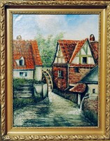 Antique painting, Karlsruhe, oil on canvas, unmarked, with frame 75 * 60 cm, around 1900