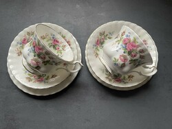 Csodás Royal Albert Moss Rose angol csontporcelán teás reggeliző szett nefelejcsekkel