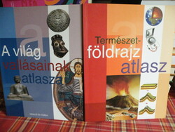 Antonio Tello: A világ vallásainak atlasza;  José Tola-Vincze Zsuzsa: Természetföldrajz atlasz
