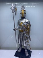 Pewter colored armored warrior, 32cm statue