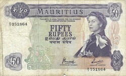 50 Rupees 1967 Mauritius rare