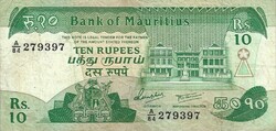 10 rupia rupees 1985 Mauritius 1.
