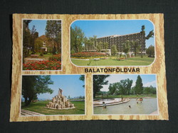 Postcard, Balaton Castle, mosaic details, resort, park, hotel, beach