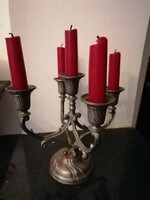 Antique 5-prong pewter candlestick baroque style rarity 4
