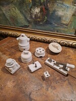 Antique electrical porcelain fittings 8 pcs in one