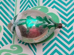 Régi üveg karácsonyfadísz csepp alakú ezüst üvegdísz