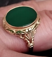 Feltűnő, kézműves, antik nemes opál pecsét gyűrű 14K hibátlan
