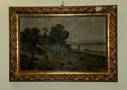 From HUF 1 with no minimum price! 19th century landscape, pintér a. With signal! Oil painting