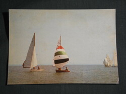 Postcard, balaton, sailing ship skyline