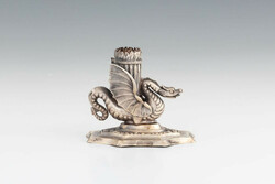 Antique Viennese 13 lat silver (jakob weiss) candlestick with a dragon figure from 1840