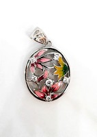 Silver heart pendant with colorful stones (zal-ag115147)