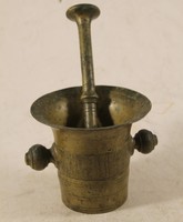 Old copper mortar and pestle