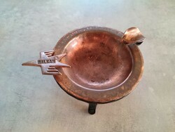 Red copper ashtray with cast iron stand