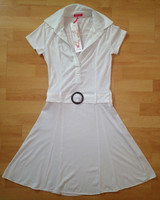 Új címkés elasztikus rugalmas anyagú galléros fehér női olasz ing ruha ingruha