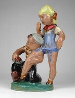 1Q333 art deco shoeshine ceramic figure with hops ~ 1930