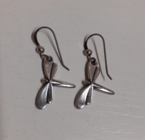In good condition, marked silver dragonfly-shaped hook-and-loop earrings with a secure switch