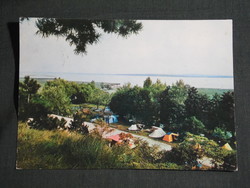 Postcard, detail of Balaton beach, panorama, camping, detail of camping