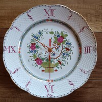 Colorful Indian basket patterned porcelain wall clock from Herend