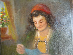 Gerő Daday - letter reader c. Oil painting