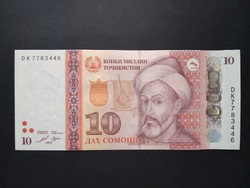 Tádzsikisztán 10 Somoni 2022 Unc