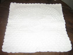 Wonderful handmade crocheted snow-white decorative pillow