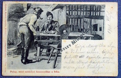 Miskolc - blinks like a frog in Miskolc jelly - graphic postcard, soldier 1901