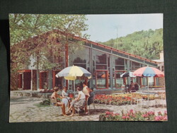Postcard, Balaton Tihany restaurant skyline, terrace detail with people