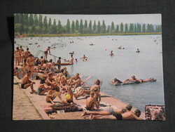 Postcard, Balaton beach, beach detail with people