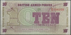 D - 091 -  Külföldi bankjegyek:  1972 Brit Fegyveres Erők 10 új penny UNC