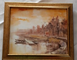 István pál Pintér: sunny lake oil painting