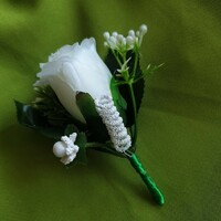 Wedding bouquet, brooch bok16 - made of white silk rose