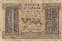 1 Lira lire 1939 Italy 1.