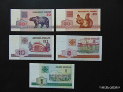 Fehéroroszország kopek - rubel hajtatlan bankjegyek 5 darab LOT !