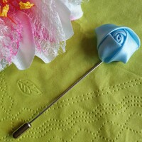 Lapel pin, pin six 11 - 20 mm with sky blue satin rose