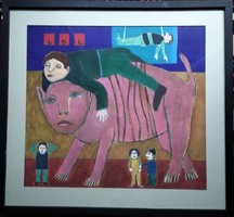 Dávid Lehel: A lovas, a felfüggesztett és a többiek című festménye