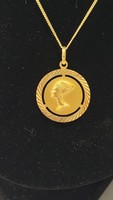 18K gold pendant with necklace total 8.49 g