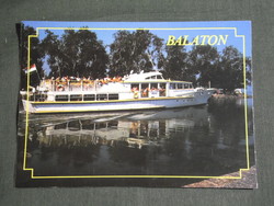 Postcard, Balaton, Keszthely motor boat
